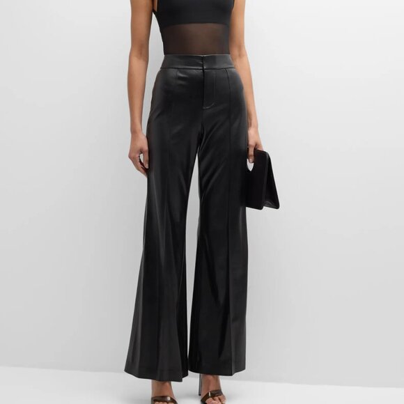 Alice + Olivia Dylan High Waist Flare Faux Leather Pants